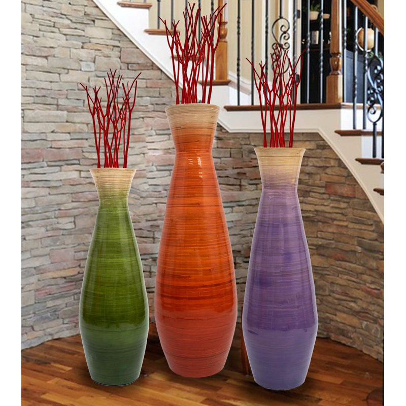 Bloomsbury Market Tall Bamboo 3 Piece Floor Vase Set Wayfair